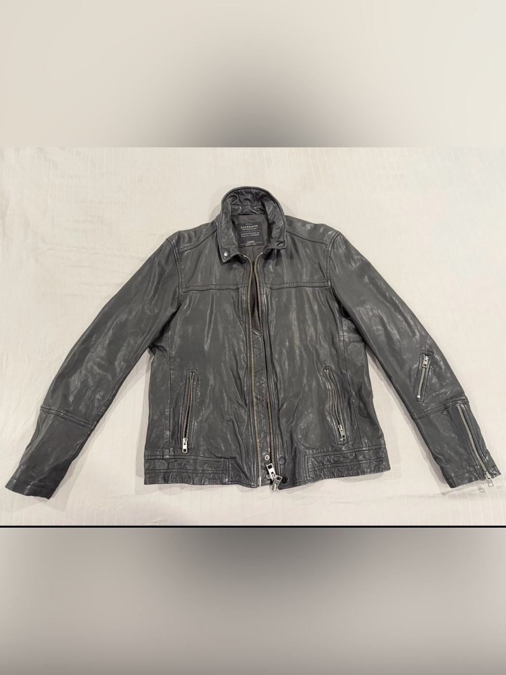 All Saints Black Tricky Leather Bomber Jacket ML018B